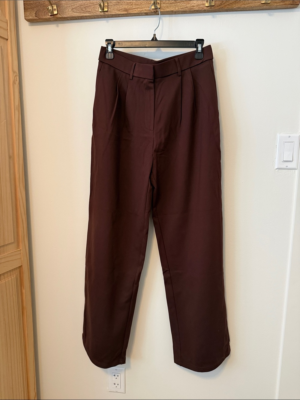 OGL High-Waist Pleated Trousers in Brown. Originally $79